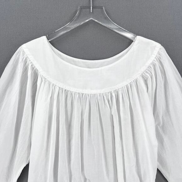 ENZA COSTA  Bubble Crop Top Womens Medium White Cotton 3/4 Sleeve Blouse NEW - Picture 3 of 10